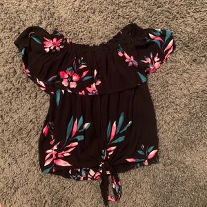 floral off the shoulder shirt